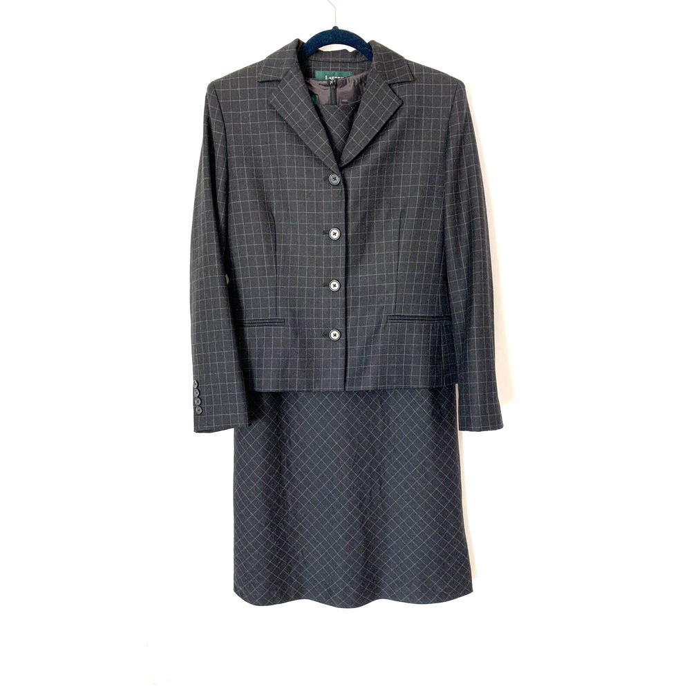 Ralph Lauren LRL Womens Dress Suit Jacket 8 Wool Gray